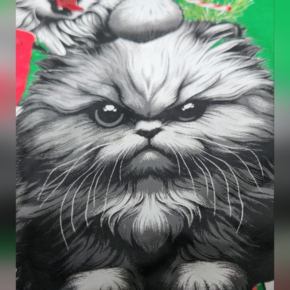 Men's MAD Engine Merry Hissmas Christmas Cats Pajamas Top - Green - M - Picture 7 of 13